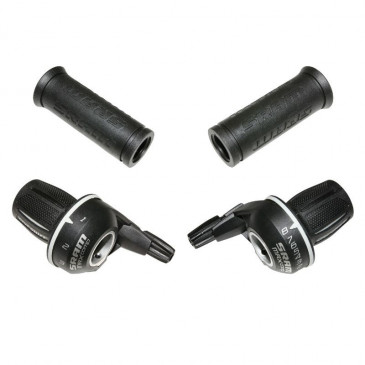 GEAR SHIFTERS SET-FOR MTB- SRAM GRIPSHIFT -RIGHT- MRX 3x8 speed COMPATIBLE SHIMANO (PAIR IN A BOX)