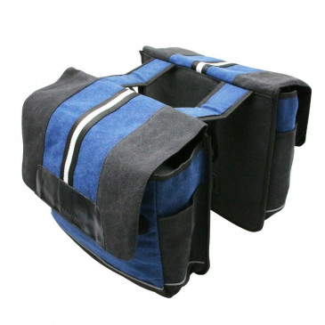 DOUBLE BAG FOR BICYCLE - REAR- NEWTON VIB WITH RAIN COVER 20L BLACK/BLUE JEANS (ON LUGGAGE RACK) L 35.5xl12xh30cm) (PAIR)