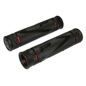 POIGNEE VTT PROGRIP 838 DOUBLE DENSITE NOIR/ROUGE Ø22mm L122mm (PAIRE) 0801766031464