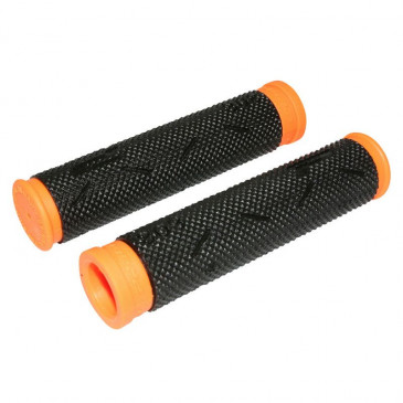 POIGNEE VTT PROGRIP 808 NOIR/ORANGE FLUO Ø22mm L120mm (PAIRE) 0801766076755