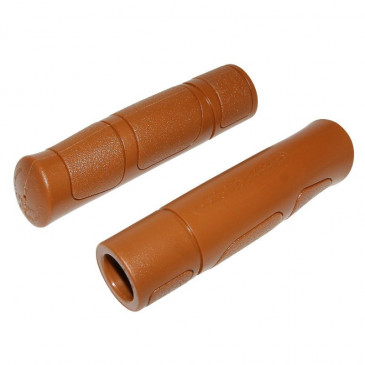 HAND GRIPS FOR URBAN BIKE/TREKKING PROGRIP 942 BROWN (Vintage style) Ø22mm L120mm / Cuttable to 90mm (PAIR)