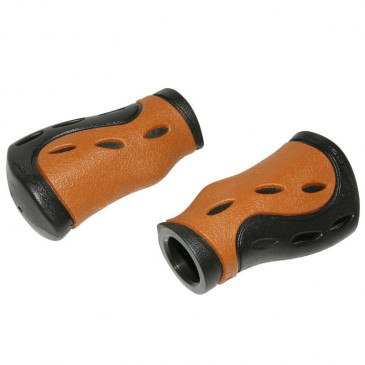 HAND GRIPS FOR URBAN BIKE/TREKKING PROGRIP 988 BLACK/BROWN (Vintage style) Ø22mm L85mm (PAIR)