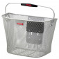 FRONT BASKET- STEEL MESH- KLICKFIX 16L SILVER- WITH HANDLE- ON HANDLEBAR- (36x27x25cm)WITH PLASTIC PLATE (WITHOUT BRACKET)