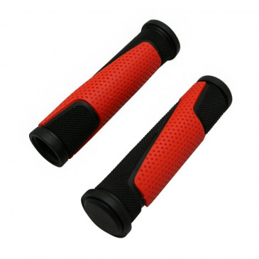 HAND GRIPS FOR MTB-- PROGRIP ATV 807 -DUAL DENSITY- OPEN END BLACK/RED 125mm -SUPPLIED WITH NOZZLES-(PAIR)--)