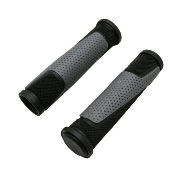 HAND GRIPS FOR MTB-- PROGRIP ATV 807 -DUAL DENSITY- OPEN END BLACK/GREY 125mm -SUPPLIED WITH NOZZLES-(PAIR)--)