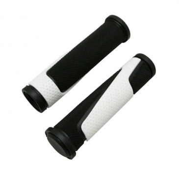 HAND GRIPS FOR MTB- PROGRIP ATV 807 -DUAL DENSITY- OPEN END BLACK/WHITE 125mm -SUPPLIED WITH NOZZLES-(PAIR) --)