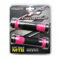 HAND GRIPS FOR MTB-- PROGRIP ATV 997 -DUAL DENSITY- OPEN END + LOCK ON BLACK/FUSCHIA 130mm -SUPPLIED WITH NOZZLES-(PAIR)