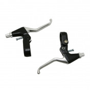 BRAKE LEVERS SET- -FOR MTB/TREKKING- "3 FINGER" NEWTON ALUMINIUM - SILVER/BLACK - FOR CANTILEVER BRAKES (PAIR) 3700948105726