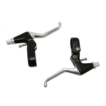 BRAKE LEVERS SET- -FOR MTB/TREKKING- "3 FINGER" NEWTON ALUMINIUM - SILVER/BLACK - FOR CANTILEVER BRAKES (PAIR)