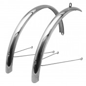 MUDGUARD FOR URBAN/TREKKING -ON STAYS -28" P2R STAINLESS - With rods - SILVER (PAIR) 3700948106464
