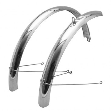 MUDGUARD FOR MTB/URBAN BIKE - REAR 26/650B P2R STAINLESS - SILVER 60mm (PAIR) SUPPLIED WITH STAYS