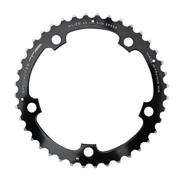 CHAINRING FOR ROAD BIKE- 5 Arms- 38T.Ø 130 MIDDLE- ALUMINIUM BLACK- 7075 TA ALIZE (SHIMANO TYPE)8/9/10 Speed 3662458002820