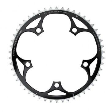CHAINRING FOR ROAD BIKE- 5 Arms- 52T.Ø 130 -OUTER- ALUMINIUM BLACK- 7075 TA ALIZE 8/9/10 Speed (SHIMANO TYPE) 3662458003100