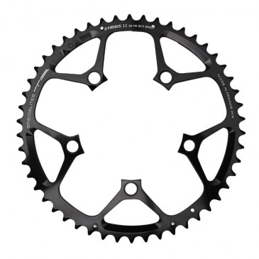 CHAINRING FOR ROAD BIKE- 5 Arms- 52T.Ø 110 -OUTER- GREY ALU 7075 TA SYRIUS (SHIMANO TYPE) 10/11 SPEED-. 3662458006217