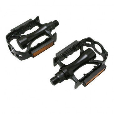 FLAT PEDAL-FOR ROAD BIKE NEWTON 500 ALUMINIUM BLACK Ø9/16 105x79mm 368g (PAIR)