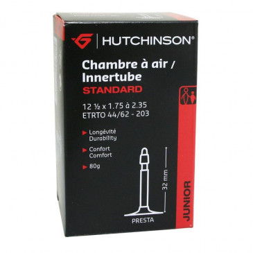 INNER TUBE FOR BICYCLE 12 1/2 x 1.75 HUTCHINSON PRESTA VALVE 32mm 80g 3248382028114
