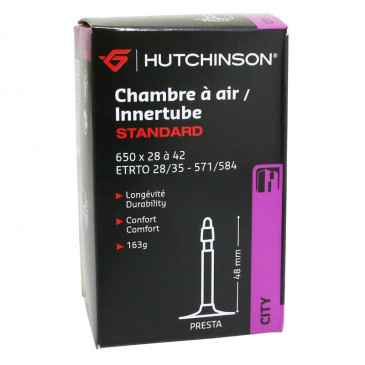 CHAMBRE A AIR VELO 650 x 35B 28-42 HUTCHINSON VALVE PRESTA 48mm 163g 3248382052638