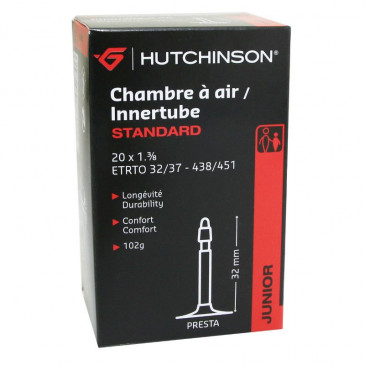 INNER TUBE FOR BICYCLE 20 x 1 3/8 HUTCHINSON PRESTA VALVE 32mm 102g 3248382052706
