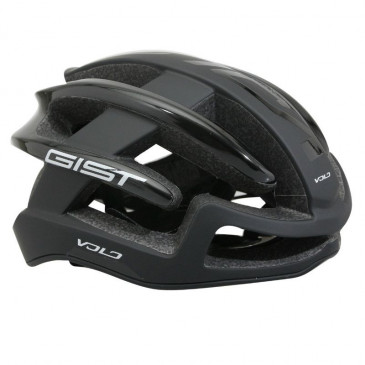 ROAD BIKE ADULT HELMET- GIST VOLO MATT BLACK/GLOSS BLACK - FULL IN-MOLD - EURO 56-62 RATCHET SETTING 210GRS