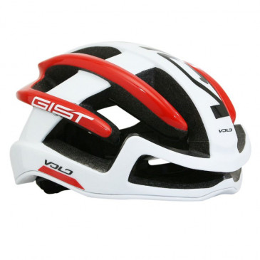 ROAD BIKE ADULT HELMET- GIST VOLO WHITE/GLOSS RED - FULL IN-MOLD - EURO 52-56 RATCHET SETTING 210GRS