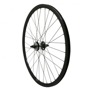 ROUE ROUTE / FIXIE / PISTE P2R NOIR ARRIERE DOUBLE FILETAGE AVEC PIGNON 16DTS JANTE 17C PROFIL 28mm