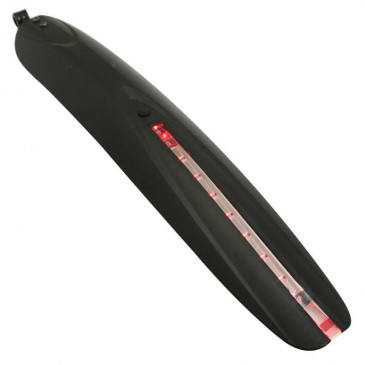 MUDGUARD FOR MTB -REAR 26" / 27.5" RESIN - BLACK - WITH TAIL LIGHT - ON SEAT POST - DUAL ARTICULATION (SUPPLIED WITH CR2032 BATTERY)