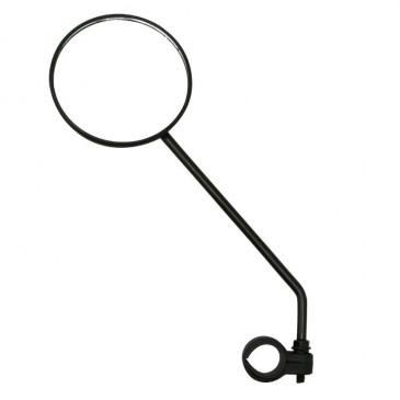 MIRROR FOR BICYCLE-LEFT/RIGHT- BLACK-ROUND SHAPED (Ø 85mm) ON CLAMP - ARM L 170mm ADJUSTABLE - Ø 22.2 mm (on card)