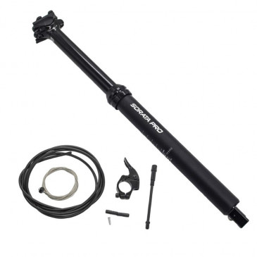 DROPPER SEATPOST FOR MTB - SATORI - ALUMINIUM BLACK Ø 30.9 L365mm (ADJUSTMENT WITH CABLE FROM HANDLEBAR - TRAVEL 100mm)