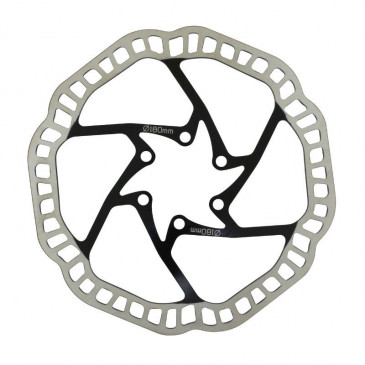 BRAKE DISC FOR MTB - 6 holes NEWTON BRAKCO COMPATIBLE SHIMANO AND MORE Ø 180mm SILVER /BLACK