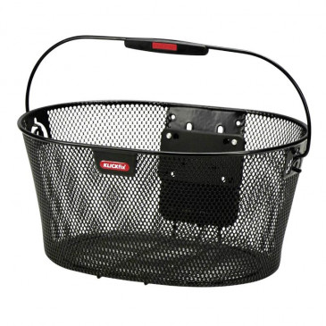 FRONT BASKET - STEEL WIRE - KLICKFIX OVALKORB 16L BLACK WITH HANDLE - FITS TO YOUR HANDLEBAR (40x19x29cm) (WITHOUT BRAKET)
