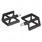 FLAT PEDAL FOR BMX/MTB/DOWNHILL - P2R - BLACK/RED PINS - ALUMINIUM / CARBON FIBER - THREADED 9/16 (PAIR)