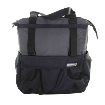 SACOCHE ARRIERE VELO LATERALE SHOPPER XL NOIR/GRIS WATERPROOF FIXATION PORTE BAGAGE AVEC HOOK-ON 20L (32x16x37cm)