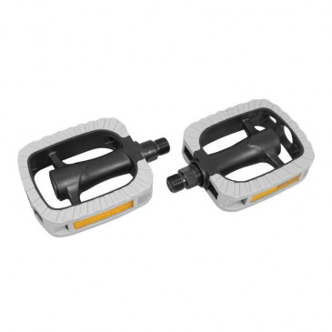 FLAT PEDAL - FOR URBAN BIKE - BLACK/GREY - RESIN BODY 9/16" ON BEARINGS (PAIR)