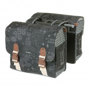 DOUBLE BAG FOR BICYCLE - REAR - BASIL BOHEME 35L BLACK/CREAM - ON LUGGAGE RACK WITH MIK SYSTEM (37x15x37cm) COMPATIBLE MIK SYSTEM 8715019180491