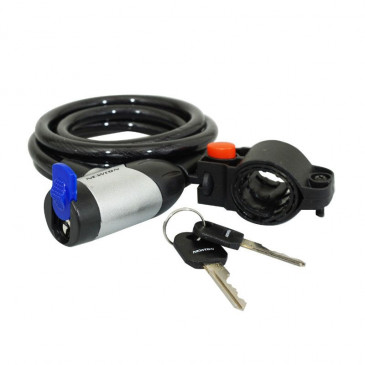ANTIVOL VELO SPIRAL A CLE NEWTON DIAM 10mm L 1,50M AVEC CACHE SERRURE (AVEC SUPPORT) 3700948116517