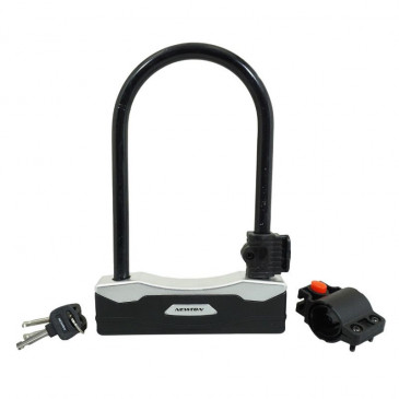 ANTIVOL VELO U NEWTON METAL D12 140x245mm AVEC CLE PLATE ACIER (AVEC SUPPORT) 3700948116548