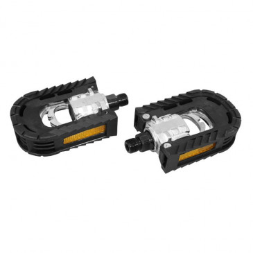FLAT PEDAL - FOR URBAN BIKE - ALUMINIUM - FOLDABLE - BLACK/SiLVER 9/16 (PAIR ON CARD 3700948186510