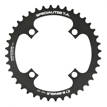 CHAINRING FOR E-BIKE - SINGLE 40teeth Ø104 BLACK TA E-SINGLE 4 ARMS ALU 7075 FOR BOSCH / BROSE / YAMAHA / GIANT / SHIMANO E-STEPS TA E-ONE