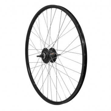 WHEEL FOR TREKKING BIKE- 700x35 REAR - ER20 ALUMINIUM BLACK "DOUBLE WALLED" NEXUS HUB 7 SPEED FOR DISC CENTERLOCK 36 STAINLESS SPOKES 0000000028202