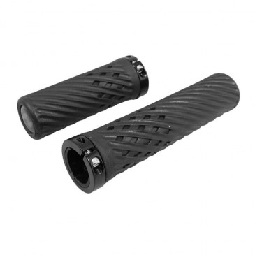 HAND GRIPS FOR MTB- HERRMANS LUNA LOCK 90/130 mm BLACK - CLAMP FASTENING (PAIR)