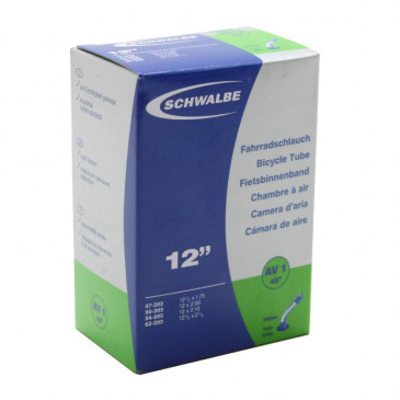 INNER TUBE FOR BICYCLE 12 1/2 x 1.75-2 1/4 SCHWALBE - SCHRADER VALVE BENT (47-62x203) 4026495890588