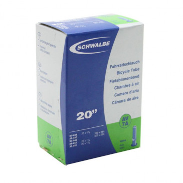 INNER TUBE FOR BICYCLE 500 x 28A - 20 x 1 3/8 SCHWALBE SCHRADER VALVE ALUMINIUM (37-438 to 37-451) (AV7A) 4026495100243