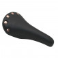 SADDLE- DDK FOR ROAD BIKE VINTAGE - BLACK WITH RIVETS - STEEL RAIL- 263x148mm