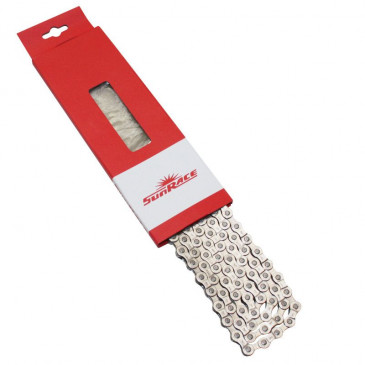 CHAINE VELO 7/8V. ROUTE/VTT SUNRACE CNM84 ARGENT 116 MAILLONS COMPATIBLE SHIMANO ET SRAM 4710944224917