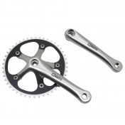 CHAINSET FOR ROAD BIKE- FIXIE 3.30 -ALUMINIUM- -SILVER-/BLACK 165mm WITH 46T.CHAINRING- (FIXIE / SINGLESPEED) Ø 130mm 3700948075883
