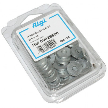 RONDELLE PLATE ACIER DIAM 6x18 (BLISTER DE 74) (00828600) -ALGI- 3284660254905