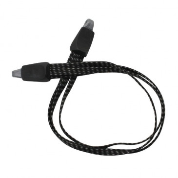 BUNGEE CORD - FLAT DOUBLE STRAP WITH HOOKS- long 580mm - BLACK/GREY (SOLD PER UNIT)