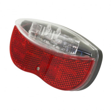 ECLAIRAGE VELO A PILE ARRIERE SUR PORTE-BAGAGES 2 LEDS ROUGE (LIVRE AVEC PILES) ENTRAXE 80mm 3700948070765