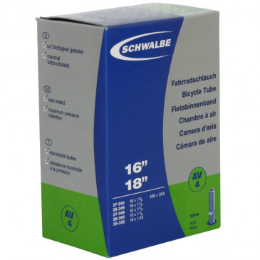 CHAMBRE A AIR VELO 16 x 1 3/8 A 18x1.35 - 400A SCHWALBE VALVE STANDARD (37-340 à 35-355) (AV4) 4026495100007