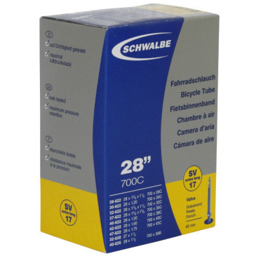 CHAMBRE A AIR VELO 700 x 28-45 SCHWALBE VALVE PRESTA OBUS DEMONTABLE 60mm TOUT ALU (SV17VL) 4026495098588